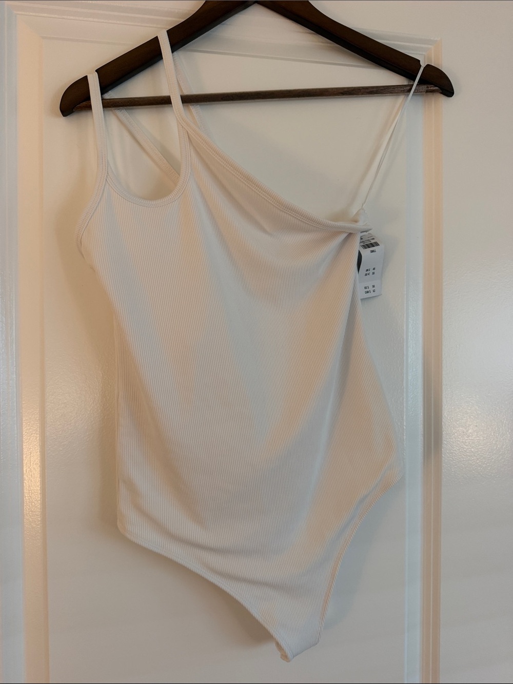 Abercrombie Asymmetrical White Double Lined Bodysuit BRAND NEW Size S